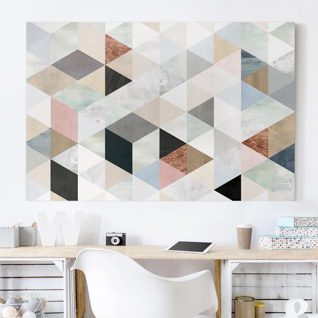 decoraçao para parede de cozinha Watercolour Mosaic With Triangles I