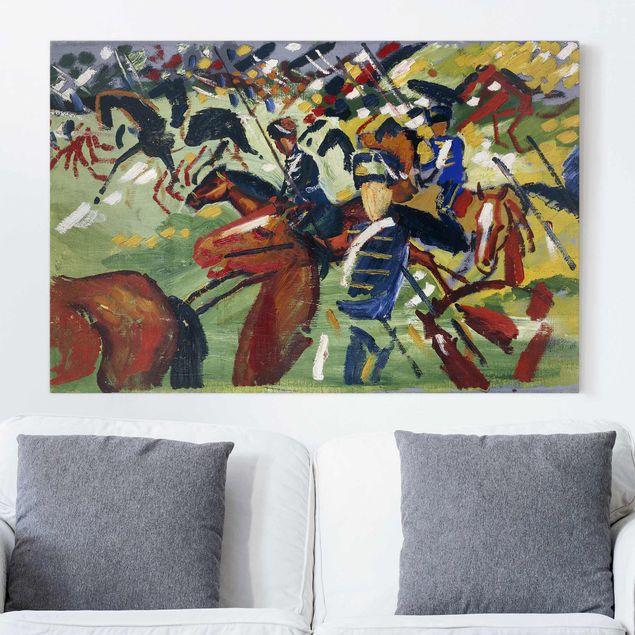 Quadros movimento artístico Expressionismo August Macke - Hussars On A Sortie