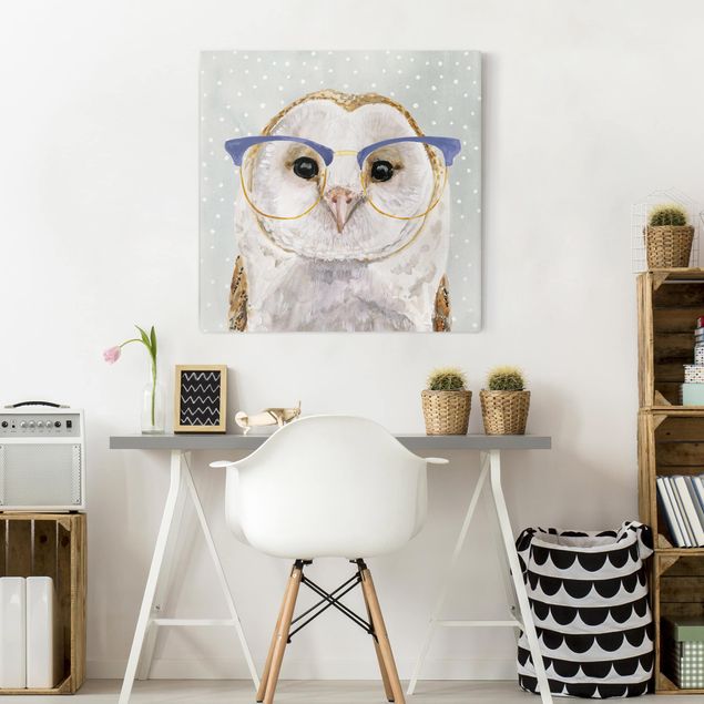 quadros decorativos para sala modernos Animals With Glasses - Owl