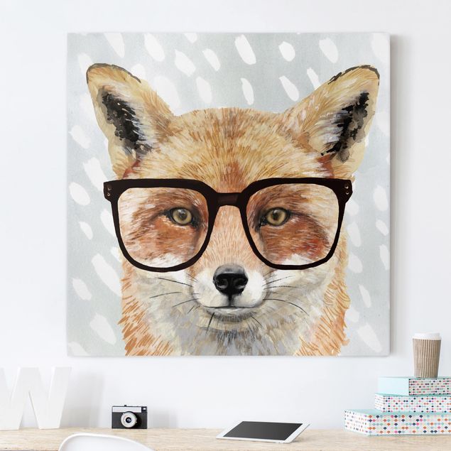 Telas decorativas animais Animals With Glasses - Fox