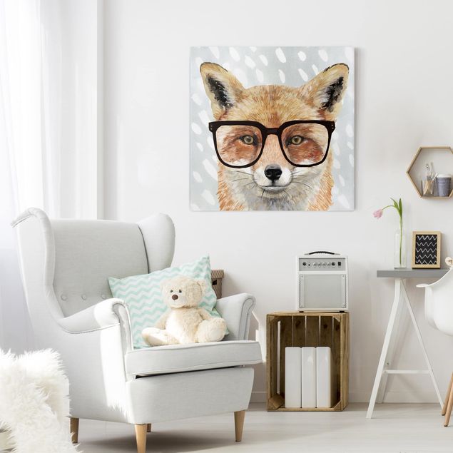 quadros decorativos para sala modernos Animals With Glasses - Fox