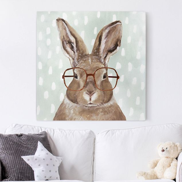 Telas decorativas animais Animals With Glasses - Rabbit