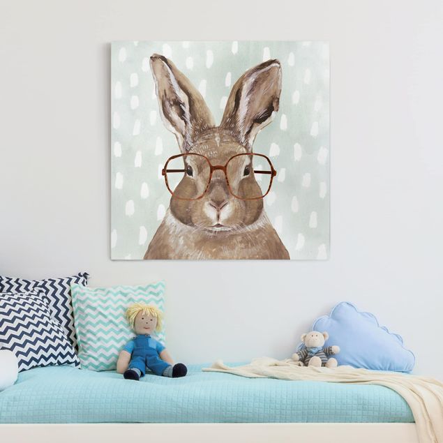 quadros decorativos para sala modernos Animals With Glasses - Rabbit