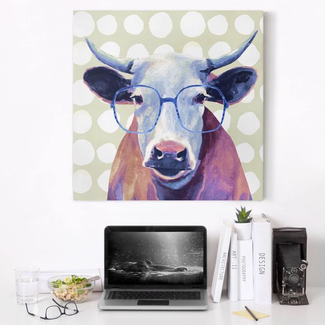 Telas decorativas animais Animals With Glasses - Cow