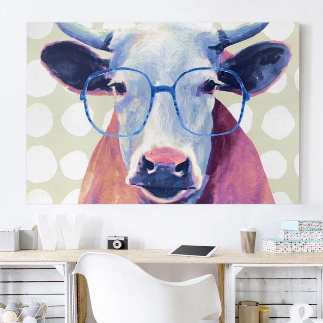 Telas decorativas animais Animals With Glasses - Cow