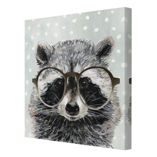 Quadros em cinza Animals With Glasses - Raccoon