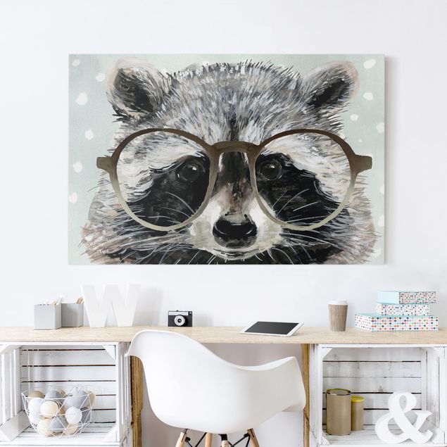 Telas decorativas animais Animals With Glasses - Raccoon
