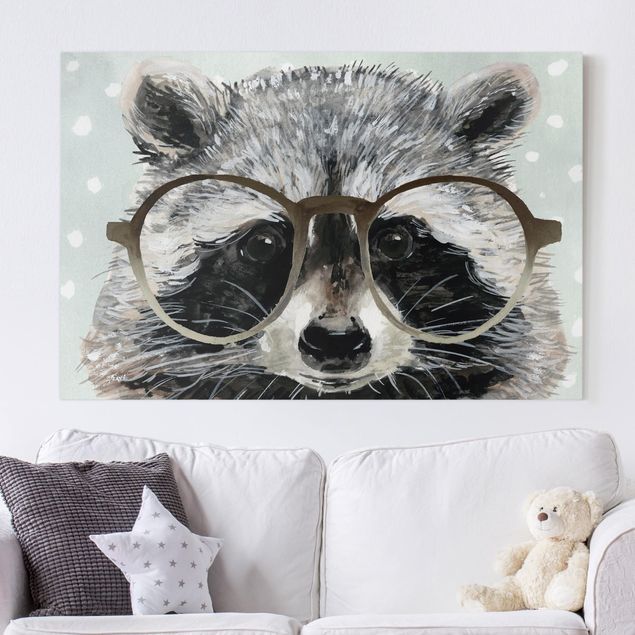 Quadros ursos Animals With Glasses - Raccoon