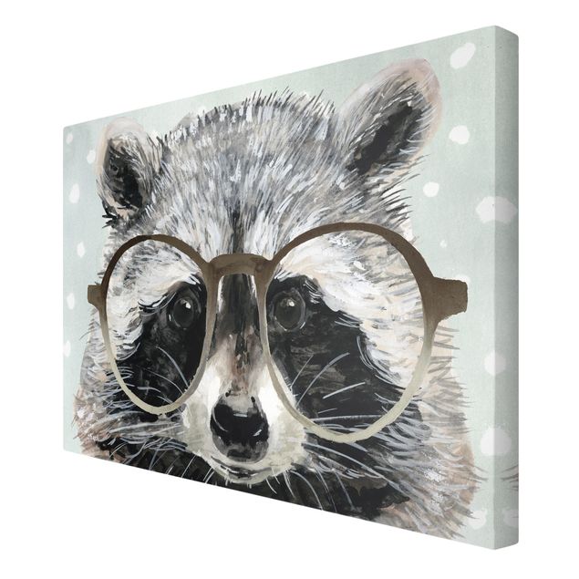 Quadros em cinza Animals With Glasses - Raccoon
