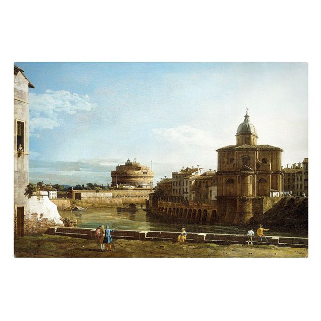Quadros movimento artístico Pós-impressionismo Bernardo Bellotto - View of Rome on the Banks of the Tiber
