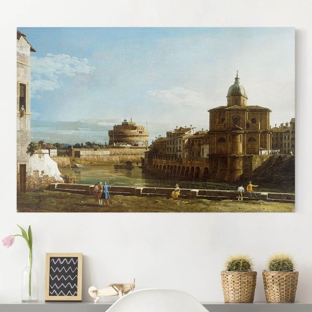 Quadros movimento artístico Expressionismo Bernardo Bellotto - View of Rome on the Banks of the Tiber