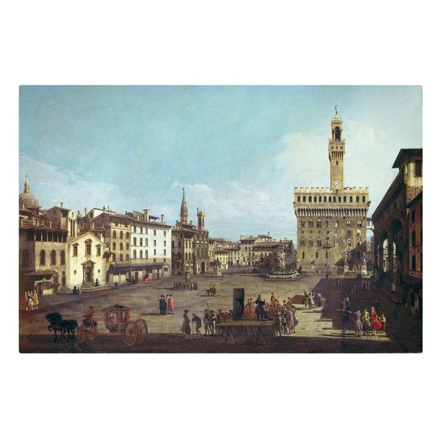 Telas decorativas Itália Bernardo Bellotto - The Piazza della Signoria in Florence