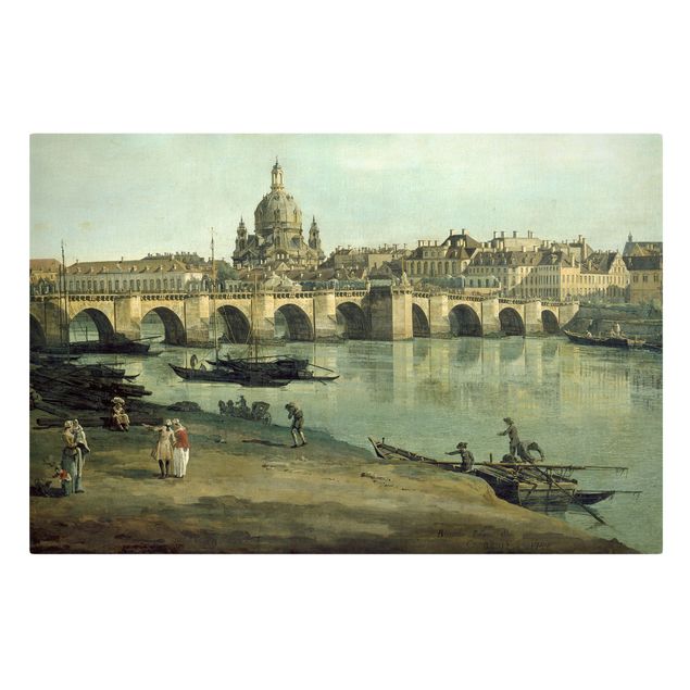 Quadros movimento artístico Pós-impressionismo Bernardo Bellotto - View of Dresden from the Right Bank of the Elbe with Augustus Bridge