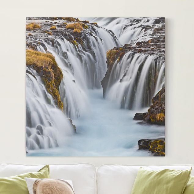 Telas decorativas cascatas Brúarfoss Waterfall In Iceland