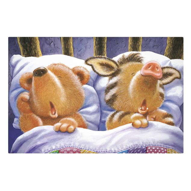 quadro animais quarto bebé Buddy Bear - In Bed