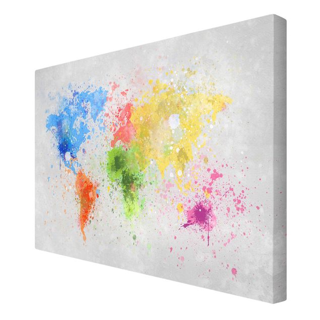 Quadros decorativos Colourful Splodges World Map