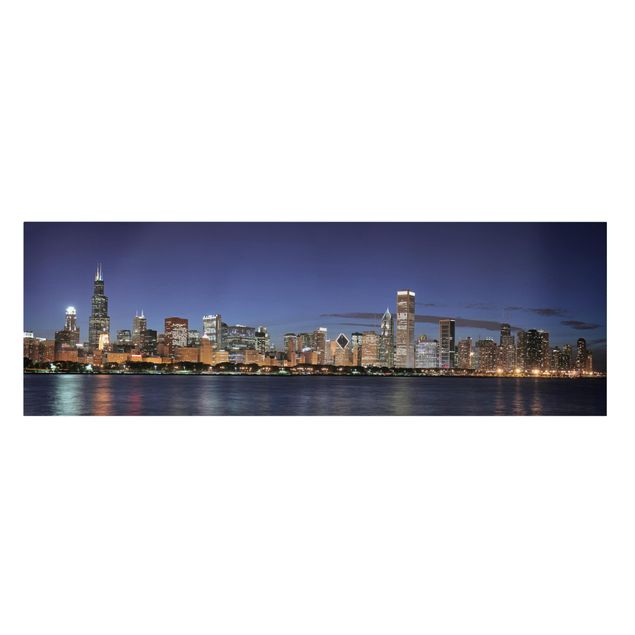 decoração quadros Chicago Skyline At Night