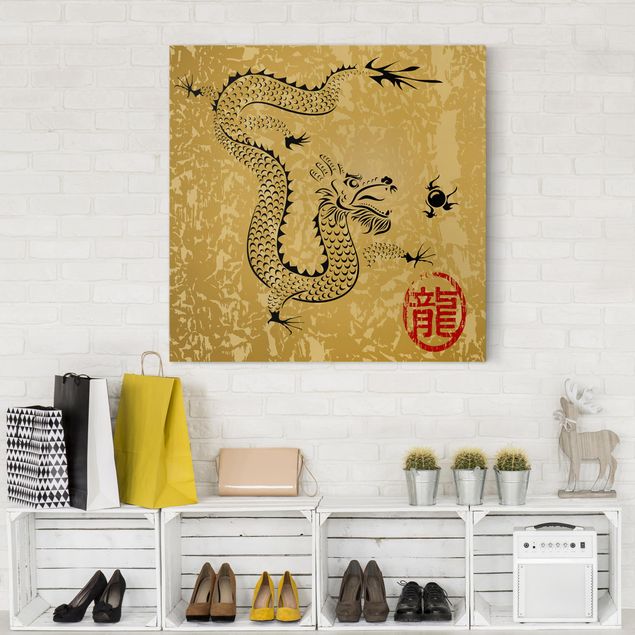 Telas decorativas zen Chinese Dragon