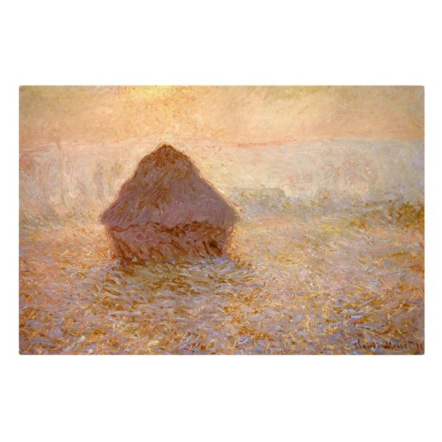 Telas decorativas réplicas de quadros famosos Claude Monet - Haystack In The Mist