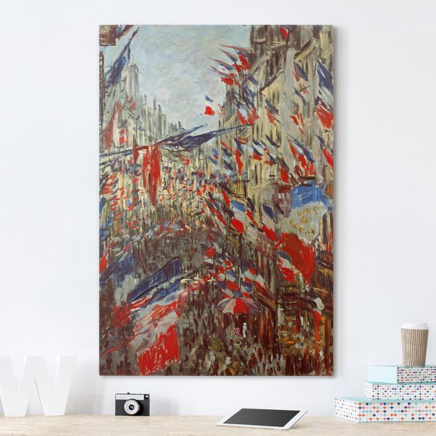 decoraçao para parede de cozinha Claude Monet - The Rue Montorgueil with Flags