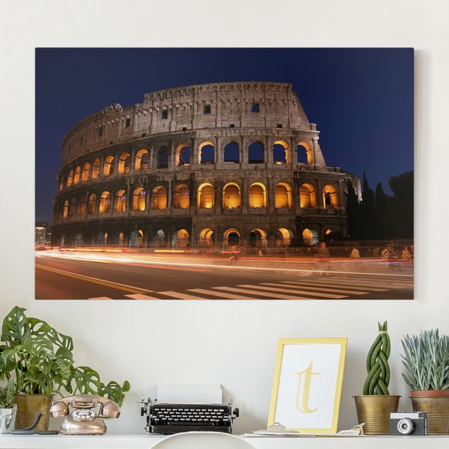 decoraçao para parede de cozinha Colosseum in Rome at night
