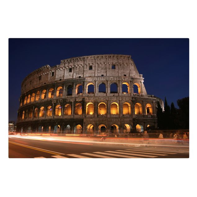 Telas decorativas cidades e paisagens urbanas Colosseum in Rome at night