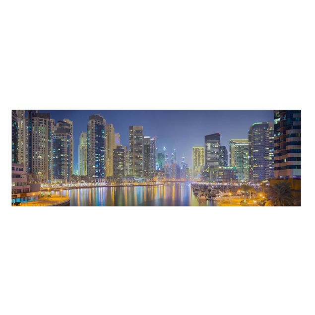 Telas decorativas cidades e paisagens urbanas Dubai Night Skyline