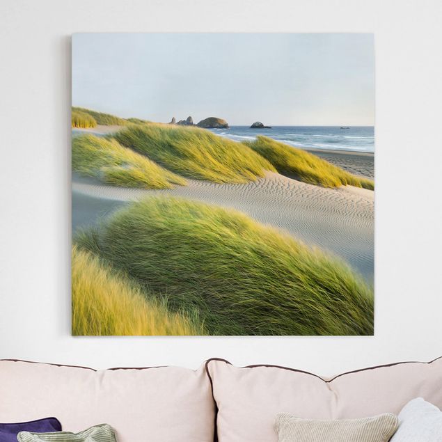Telas decorativas gramíneas Dunes And Grasses At The Sea