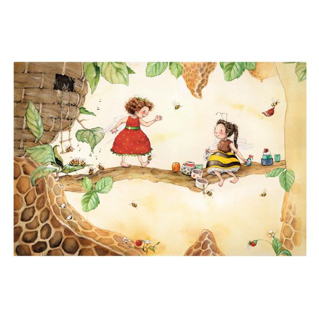 telas decorativas para paredes Little Strawberry Strawberry Fairy - At the bee fairy's