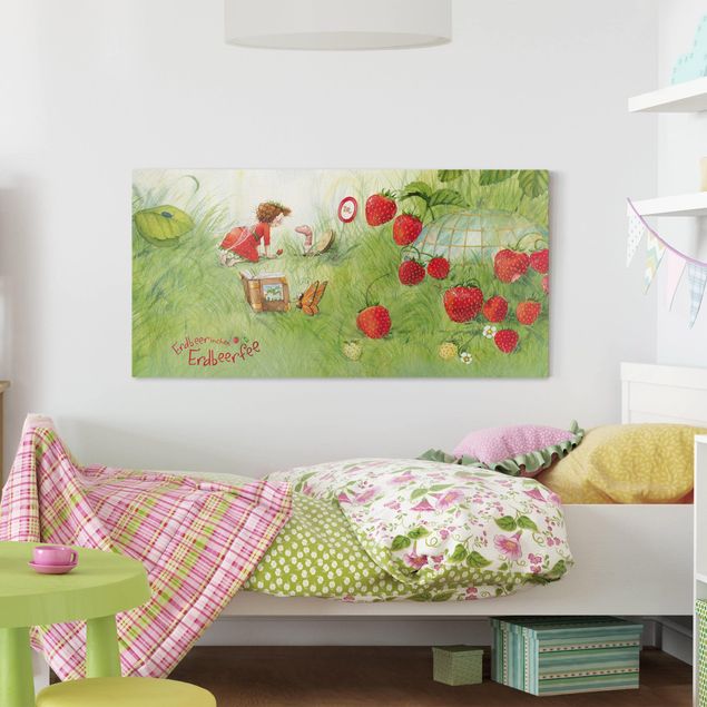 quadros decorativos para sala modernos Little Strawberry Strawberry Fairy- With Worm Home