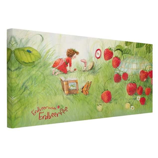 quadro decorativo verde Little Strawberry Strawberry Fairy- With Worm Home