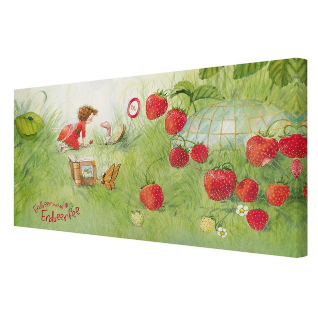 quadros para parede Little Strawberry Strawberry Fairy- With Worm Home