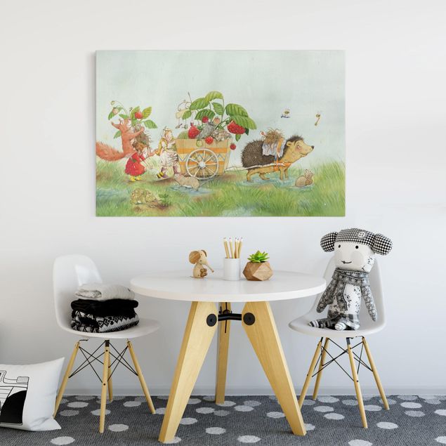 quadros modernos para quarto de casal Little Strawberry Strawberry Fairy - With Hedgehog