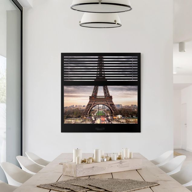 Telas decorativas Paris Window Blinds View - Eiffel Tower Paris