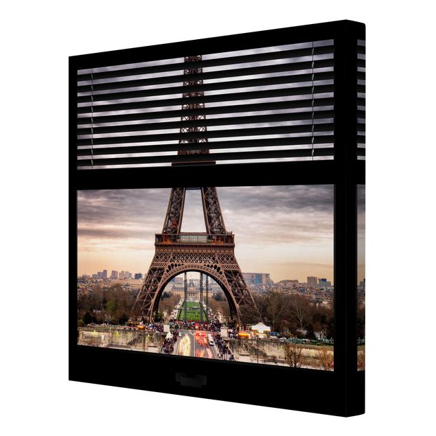 quadros modernos para quarto de casal Window Blinds View - Eiffel Tower Paris