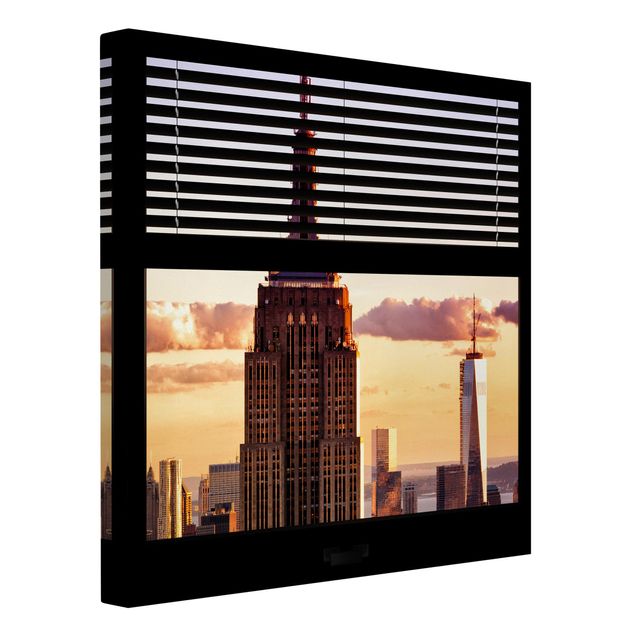 Telas decorativas cidades e paisagens urbanas Window View Blind - Empire State Building New York