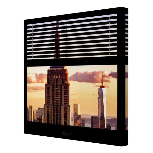 quadros decorativos para sala modernos Window View Blind - Empire State Building New York