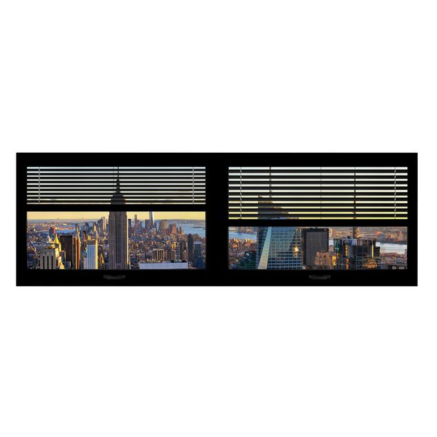 Telas decorativas cidades e paisagens urbanas Window View Blinds - Manhattan Evening