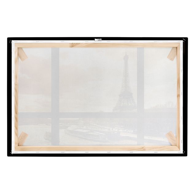 Quadros modernos Window view - Paris Eiffel Tower sunset