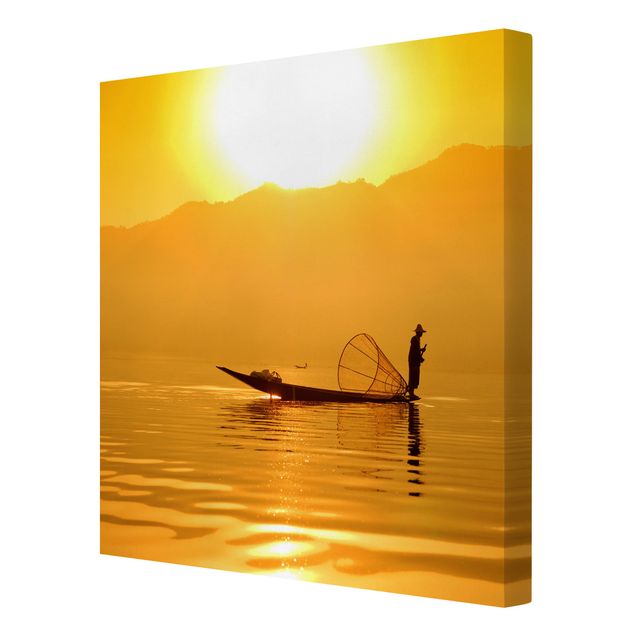 quadro com paisagens Fisherman And Sunrise