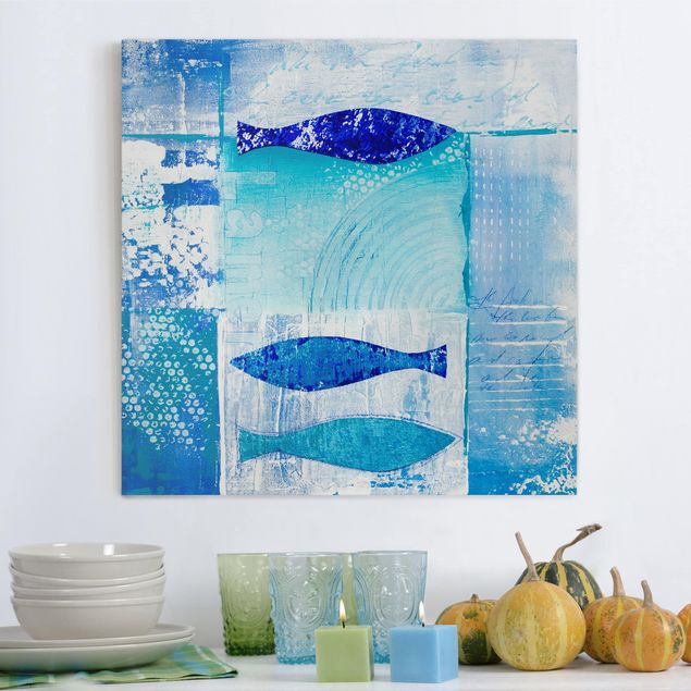 Telas decorativas peixes Fish In The Blue