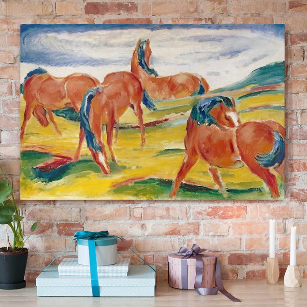 Quadros movimento artístico Expressionismo Franz Marc - Grazing Horses