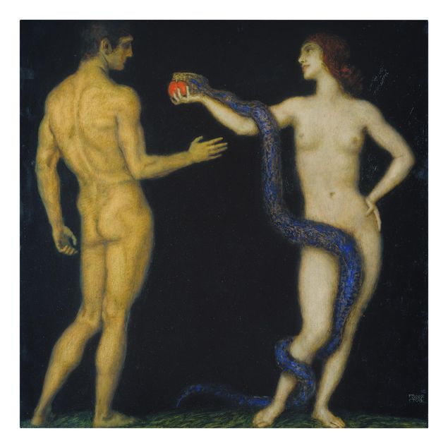 Telas decorativas réplicas de quadros famosos Franz von Stuck - Adam and Eve