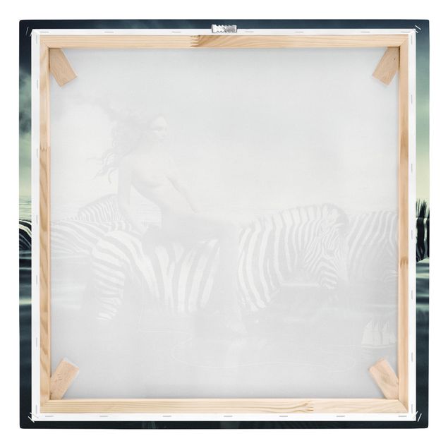 decoração quadros Woman Posing With Zebras