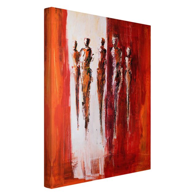 tela abstrata para sala Five Figures In Red 01