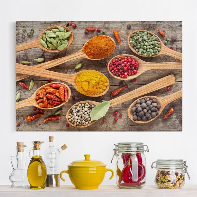 decoraçoes cozinha Spices On Wooden Spoon