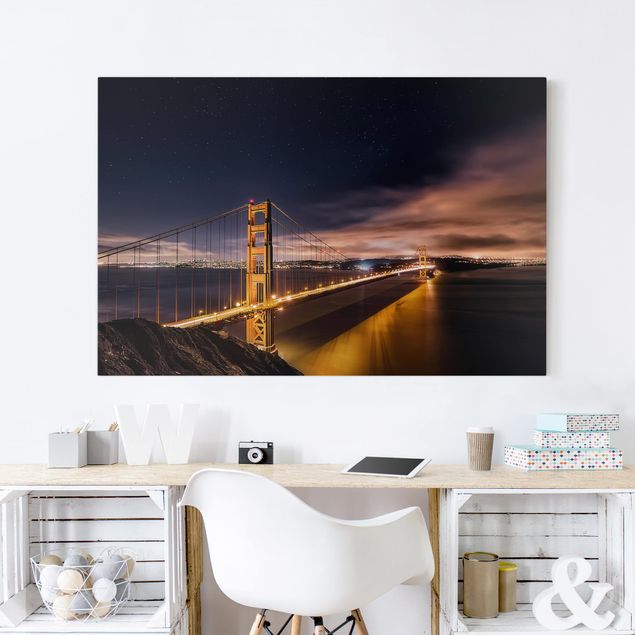 Telas decorativas cidades e paisagens urbanas Golden Gate To Stars