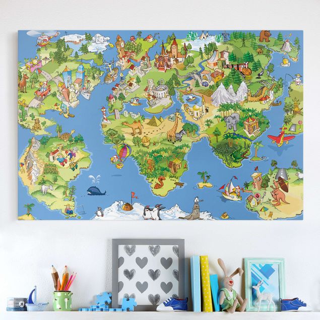 Decoração para quarto infantil Great and Funny Worldmap