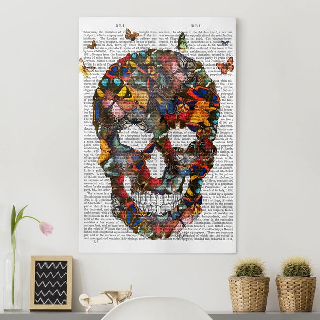 decoraçao para parede de cozinha Scary Reading - Butterfly Skull