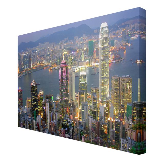 quadros decorativos para sala modernos Hong Kong Skyline